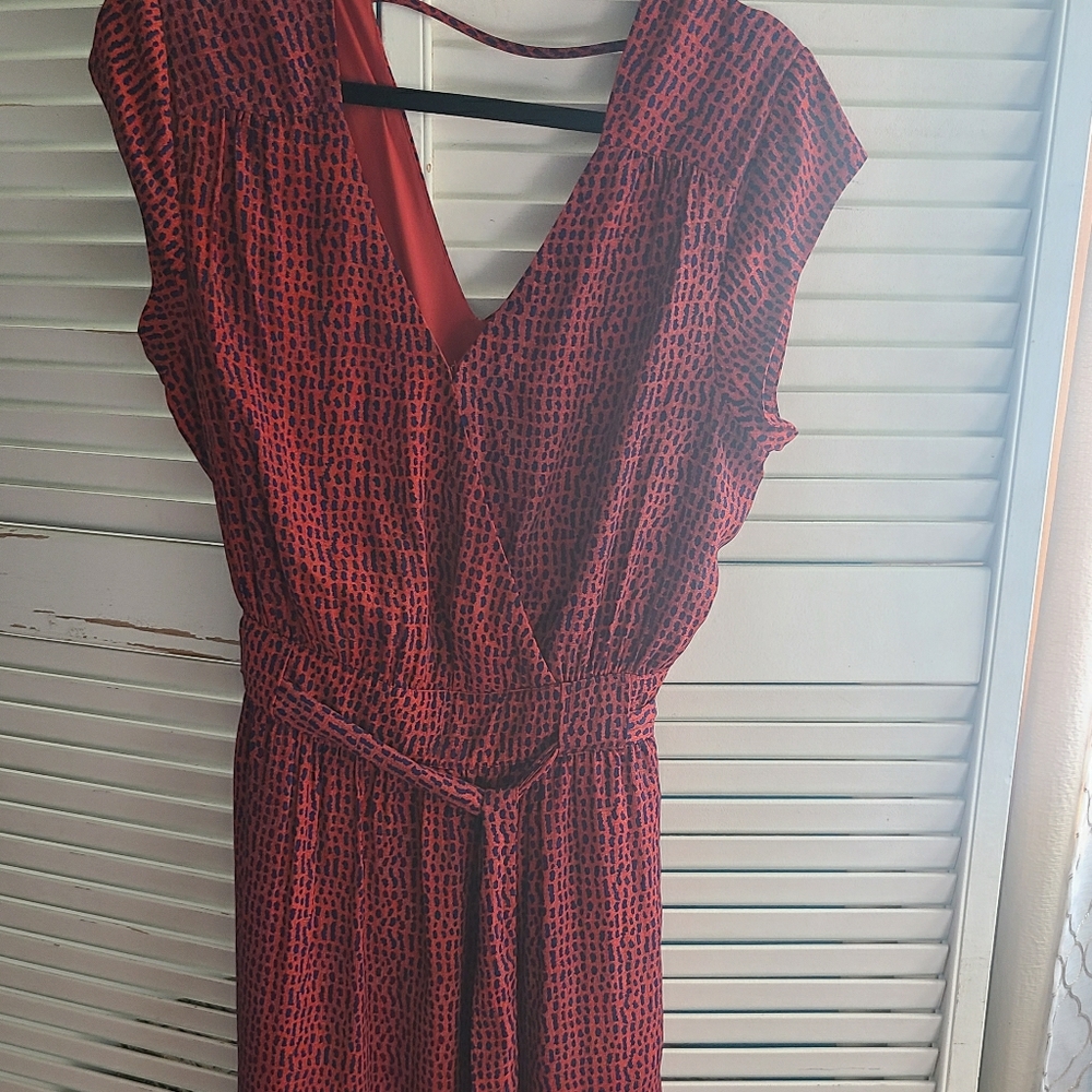 Beautiful rust dress with blue pattern
